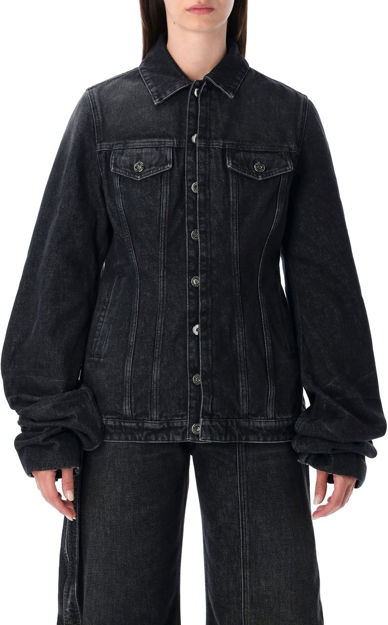 Jean Paul Gaultier Fitted Denim Jacket Vintage Black Zwart