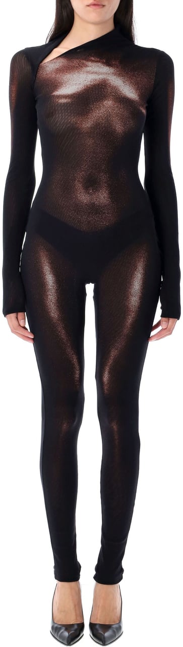 Jean Paul Gaultier Jumpsuit Mesh Body Dust Black Brown Zwart