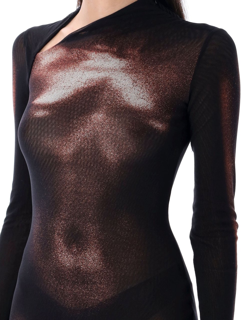 Jean Paul Gaultier Jumpsuit Mesh Body Dust Black Brown Zwart