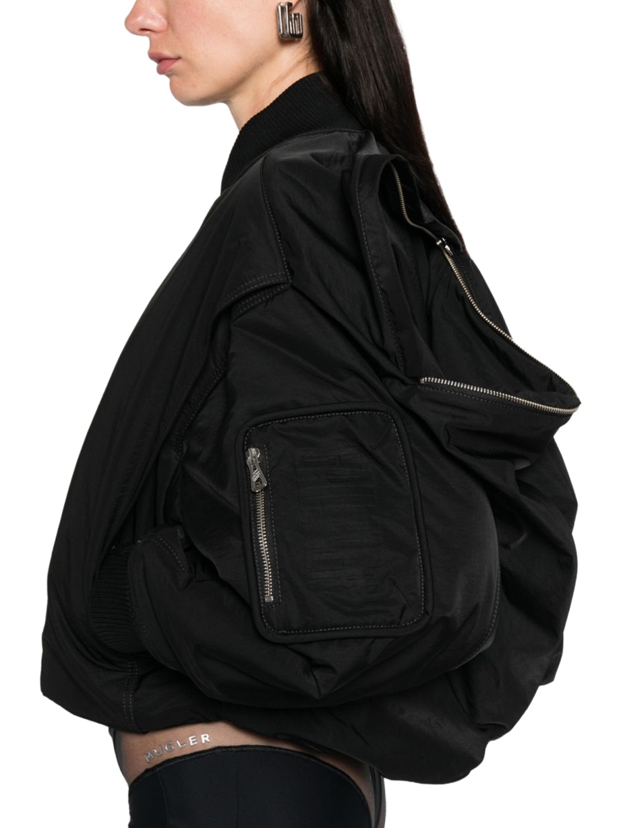 Jean Paul Gaultier Black Boxy Polyamide Bomber Jacket Zwart