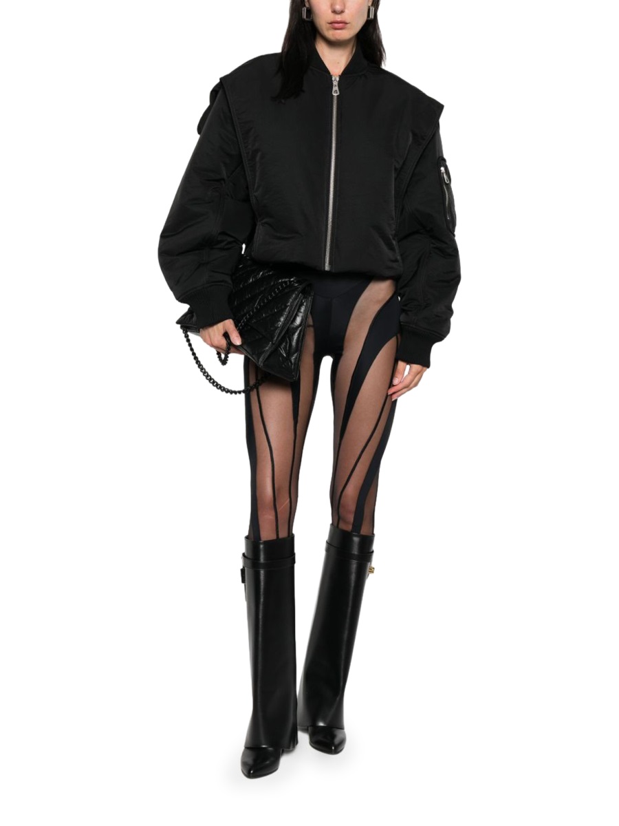 Jean Paul Gaultier Black Boxy Polyamide Bomber Jacket Zwart