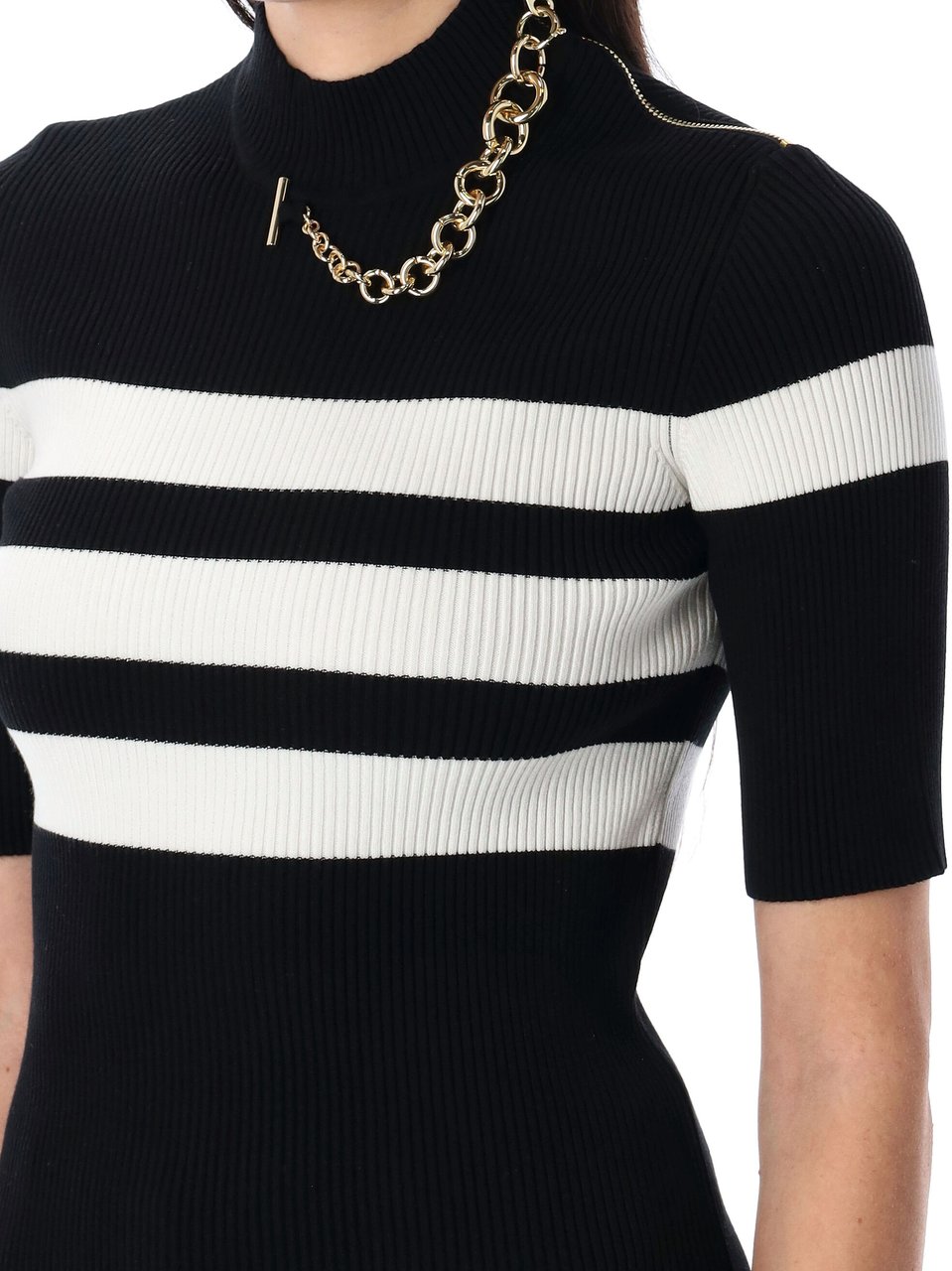 Jean Paul Gaultier Knitted Stripe Short Sleeve Knit Nero Zwart