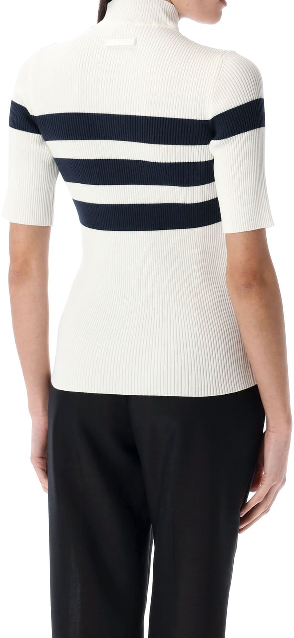 Jean Paul Gaultier Knitted Stripe Short Sleeve Knit Bianco Wit