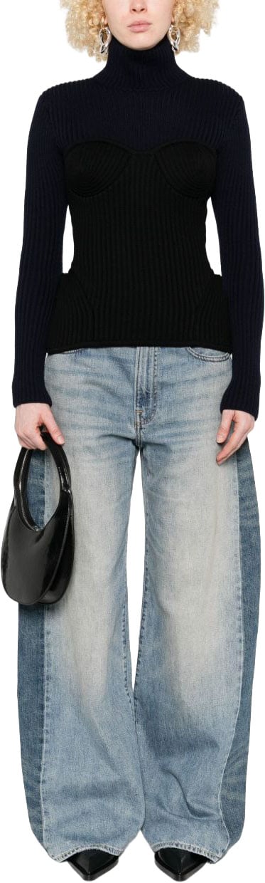 Jean Paul Gaultier Top Navy/Black Zwart