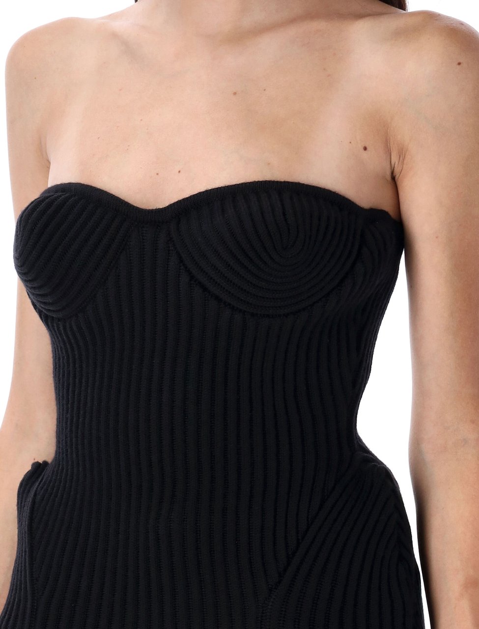 Jean Paul Gaultier Bustier Top Rib Knit Nero Zwart