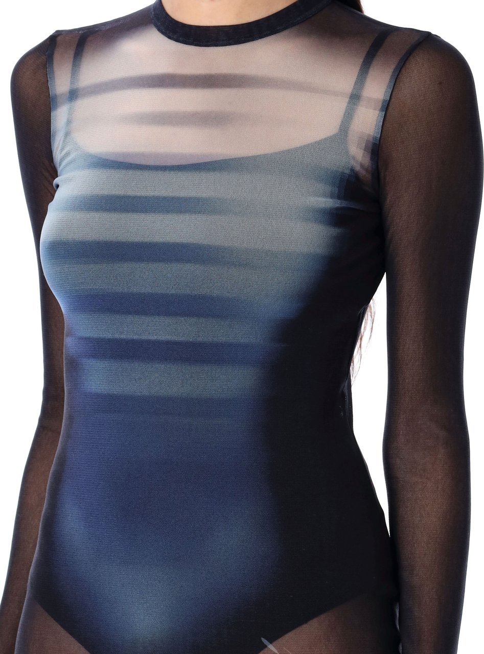 Jean Paul Gaultier Mesh Long Dress Le Male Blu Blauw