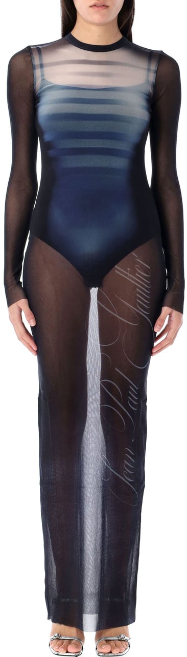 Jean Paul Gaultier Mesh Long Dress Le Male Blu Blauw