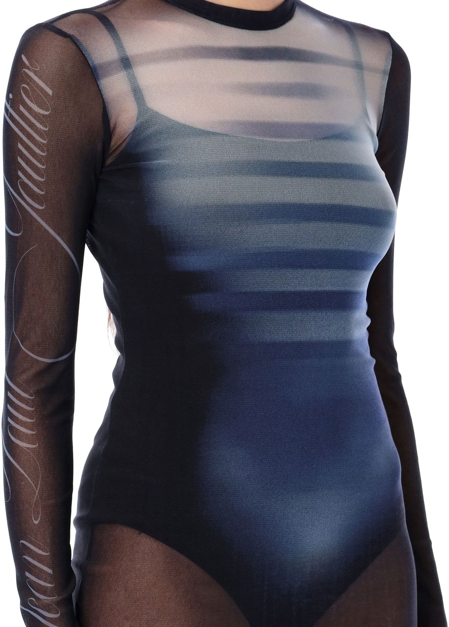 Jean Paul Gaultier Mesh Mini Dress Le Male Blu Blauw