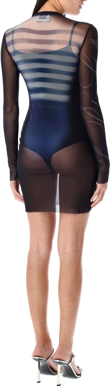 Jean Paul Gaultier Mesh Mini Dress Le Male Blu Blauw