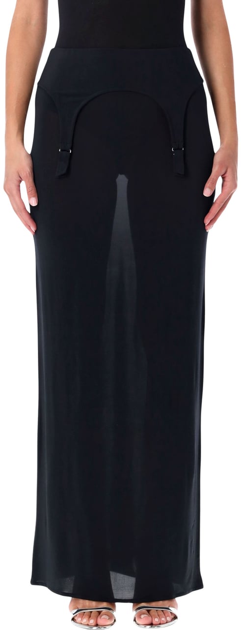 Jean Paul Gaultier Long Skirt Lingerie Garter Blu Blauw
