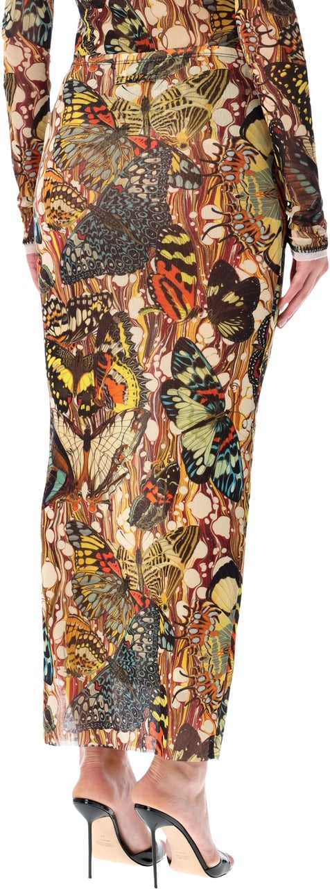 Jean Paul Gaultier Mesh Lacing Long Skirt Dress Papillon Yellow Multi Divers