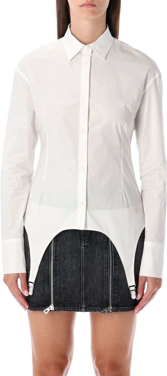 Jean Paul Gaultier Shirt Lingerie Garter Bianco Wit