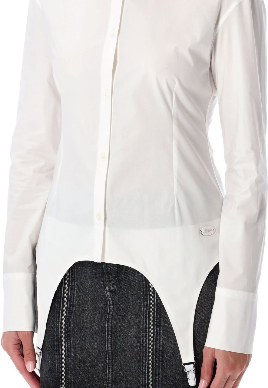 Jean Paul Gaultier Shirt Lingerie Garter Bianco Wit