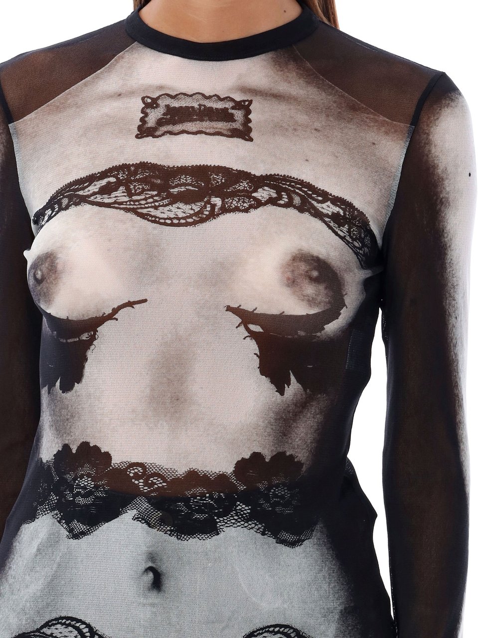 Jean Paul Gaultier Trompe-l'œil mesh top Zwart