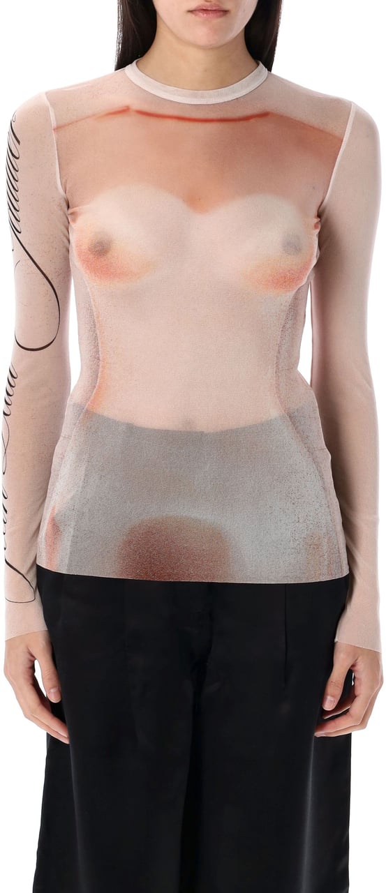 Jean Paul Gaultier Mesh Top Le Classique Pale Pink Roze
