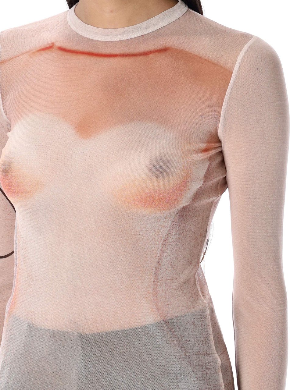 Jean Paul Gaultier Mesh Top Le Classique Pale Pink Roze