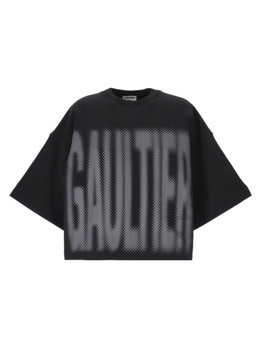Jean Paul Gaultier Black Logo Cropped T-Shirt Zwart
