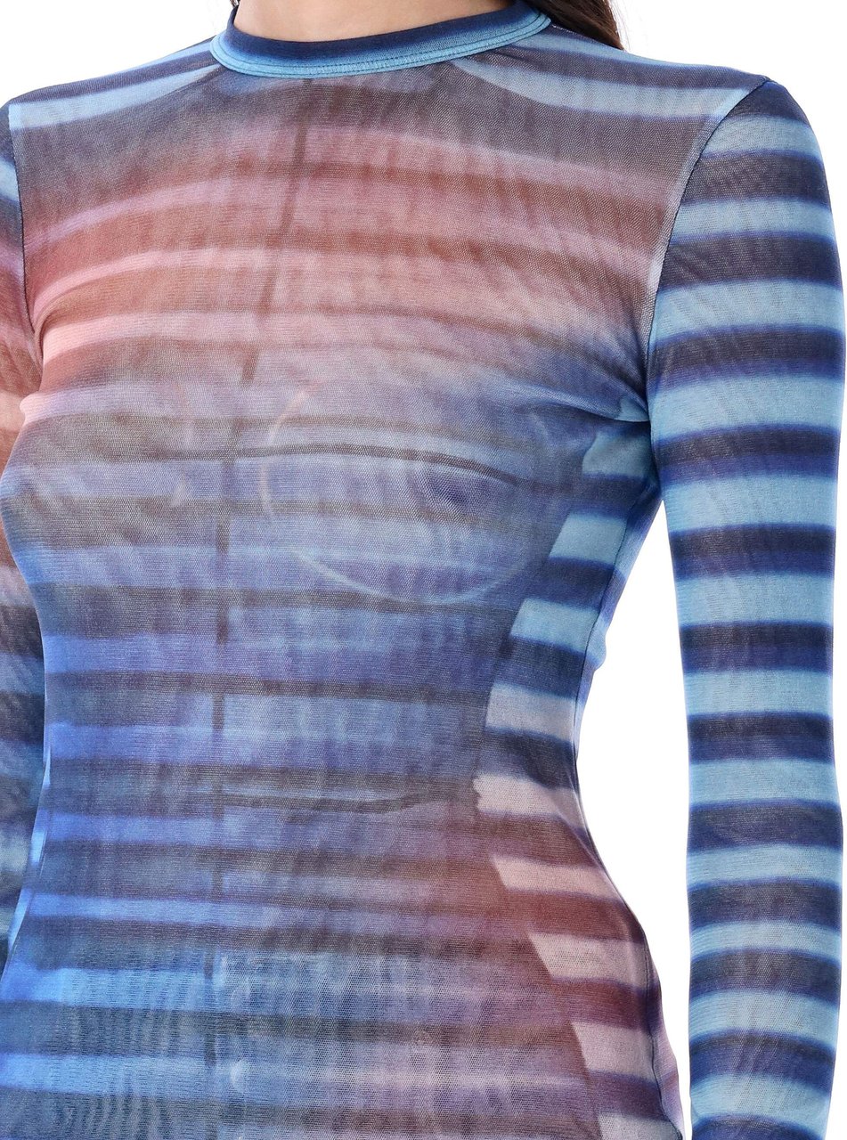 Jean Paul Gaultier Ls Top Stirpe Air Light Blue Peach Blauw