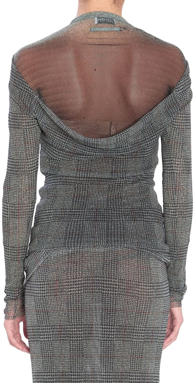 Jean Paul Gaultier Grey Prince of Wales Check Long-Sleeved Top Grijs