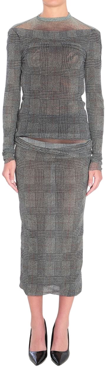 Jean Paul Gaultier Grey Prince of Wales Check Long-Sleeved Top Grijs