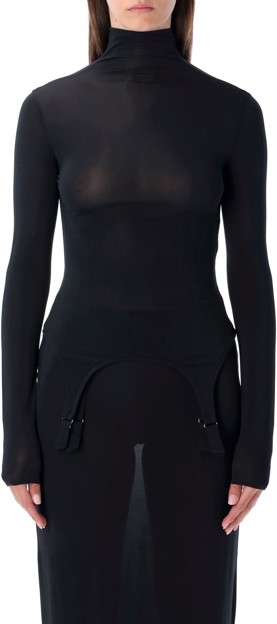 Jean Paul Gaultier High Neck Lingerie Garter Blu Blauw