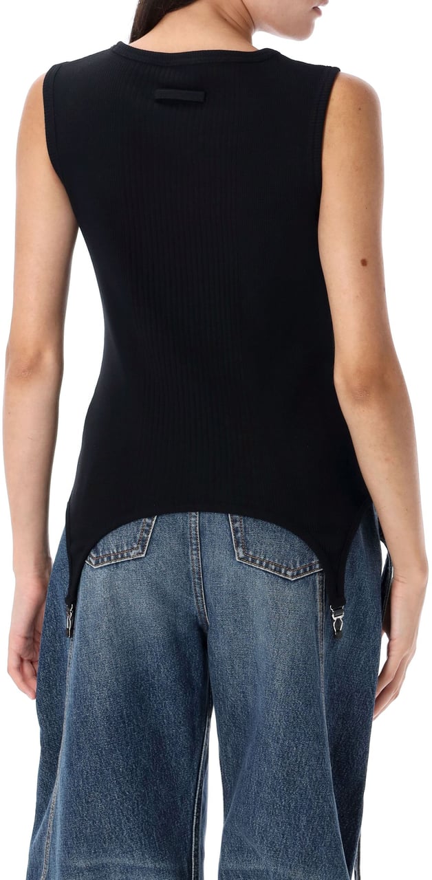 Jean Paul Gaultier Tank Rib Cotton Lingerie Garter Nero Zwart