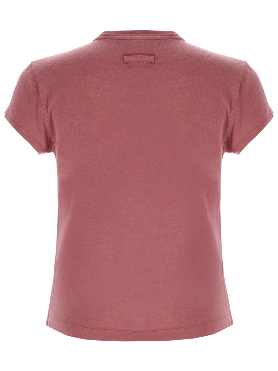 Jean Paul Gaultier Dusty Rose Needle Thread Embroidered T-Shirt Roze