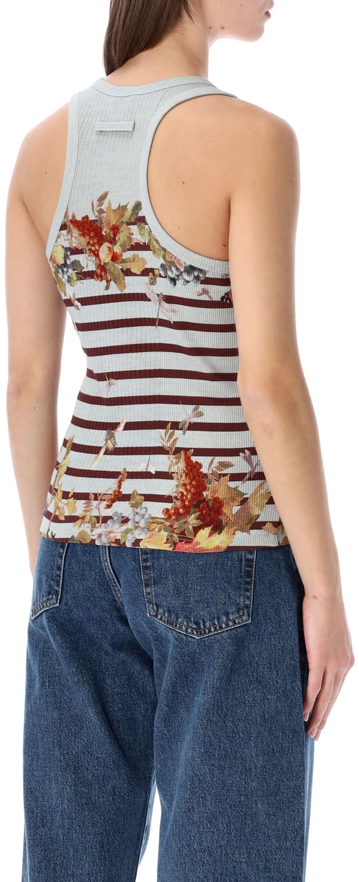 Jean Paul Gaultier Cotton Rib Tank Top Mariniere Grape Light Blue Multi Divers