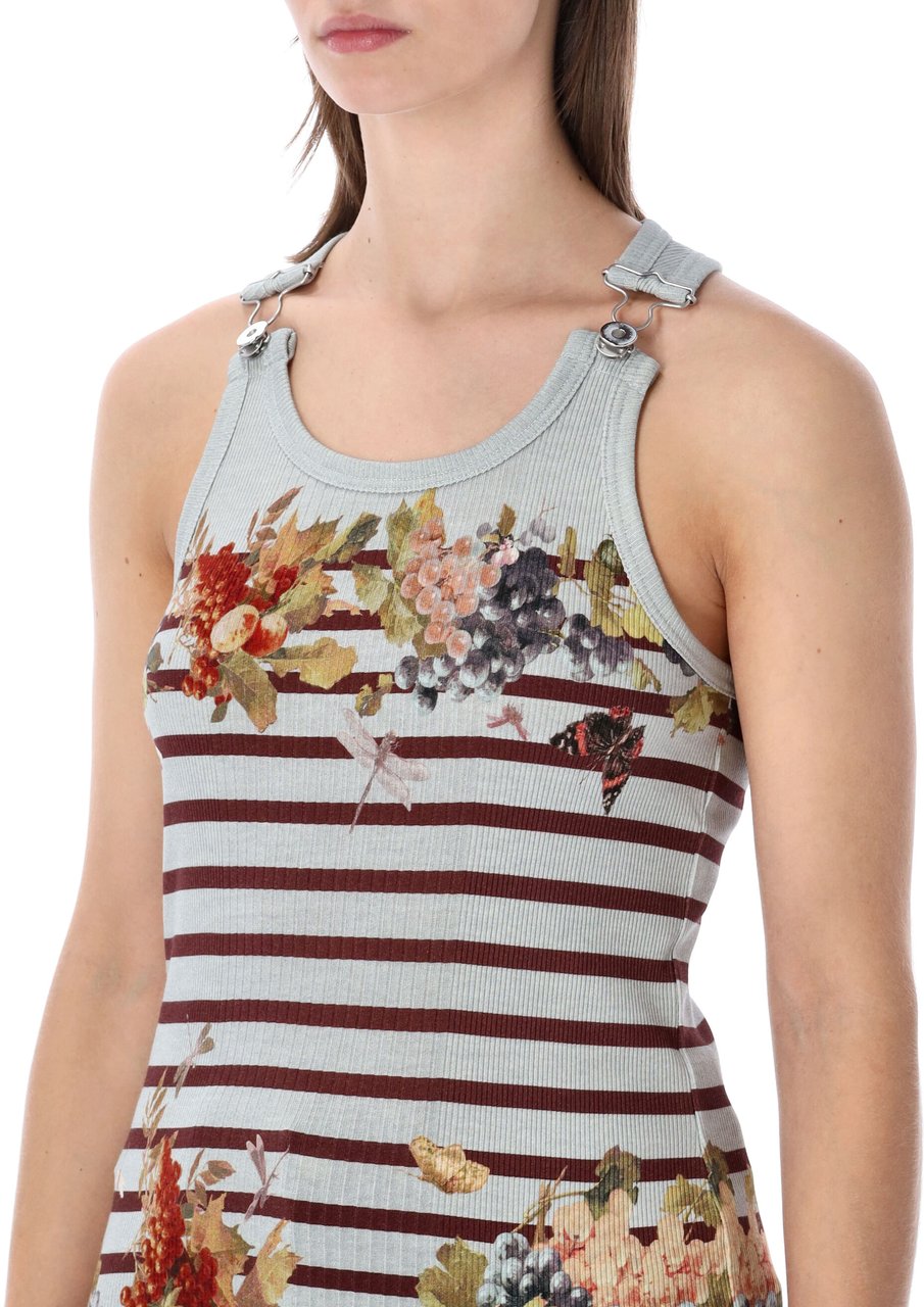 Jean Paul Gaultier Cotton Rib Tank Top Mariniere Grape Light Blue Multi Divers