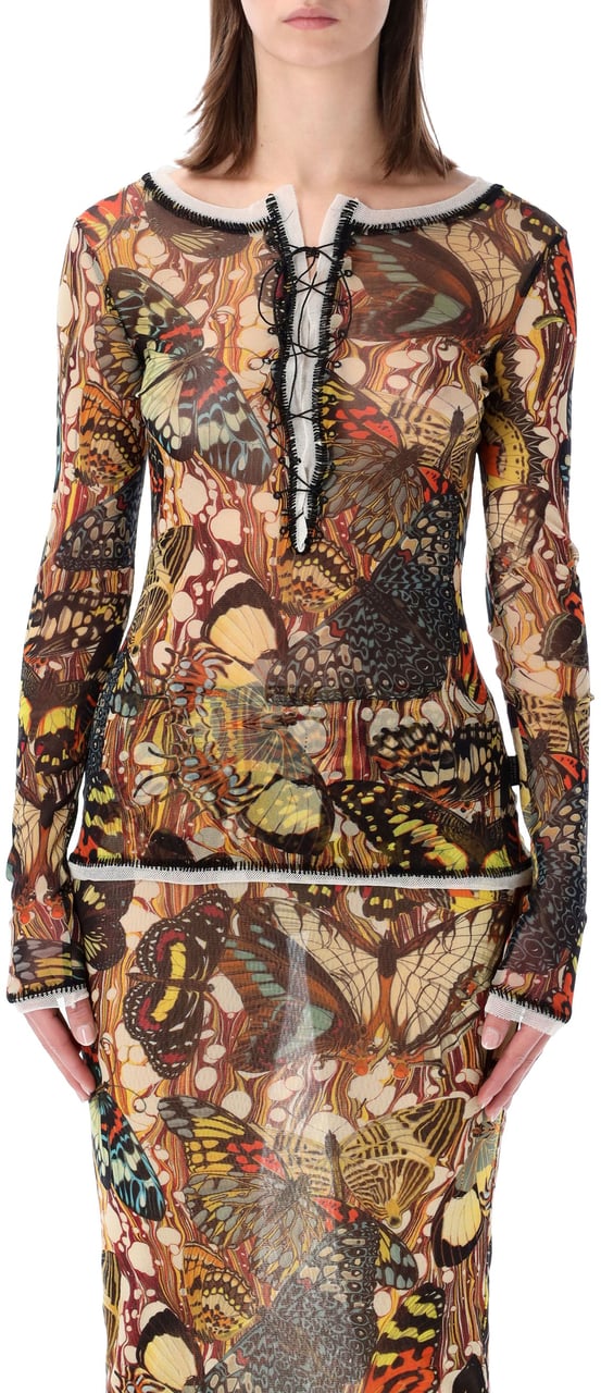 Jean Paul Gaultier Jean Paul Gaultier Re-Edition Butterfly tulle top Geel