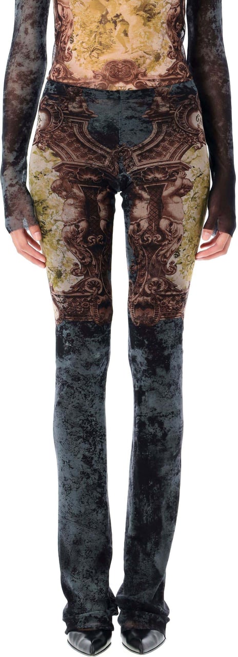 Jean Paul Gaultier Medallion Mesh Pant Black Blue Green Zwart