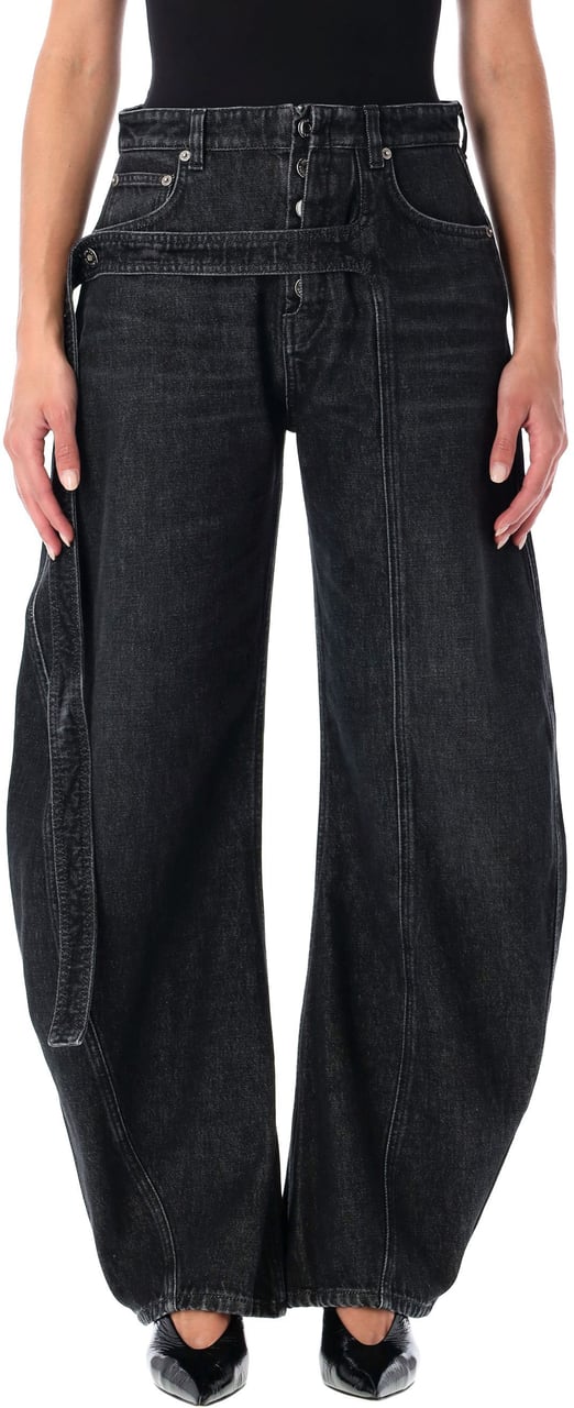 Jean Paul Gaultier Low Waist Belted Denim Baloon Vintage Black Zwart
