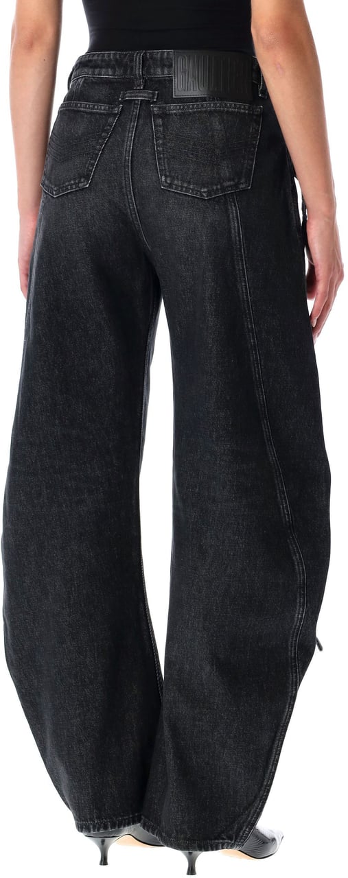 Jean Paul Gaultier Low Waist Belted Denim Baloon Vintage Black Zwart