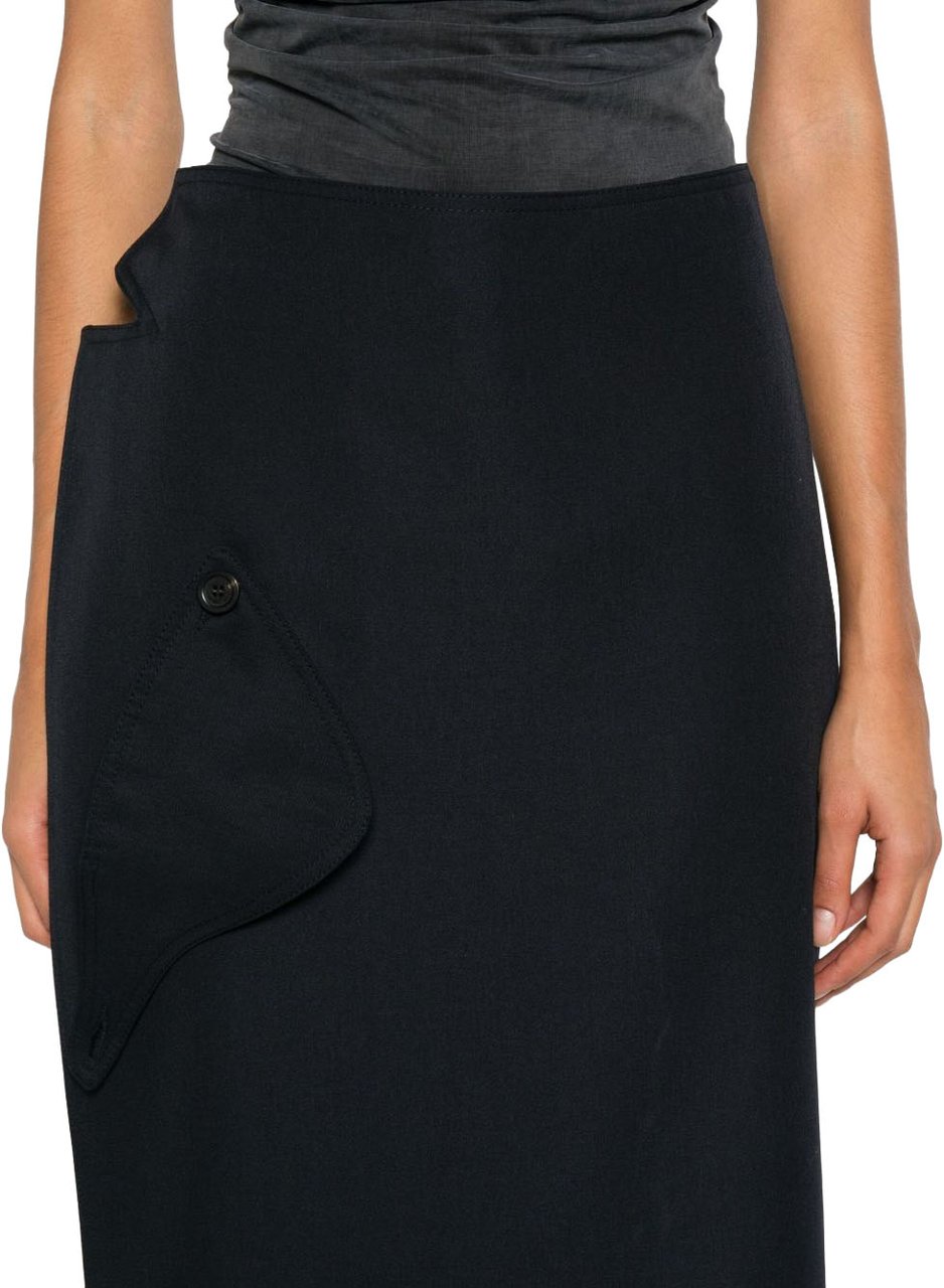 Jean Paul Gaultier Wrap Design Maxi Skirt Zwart