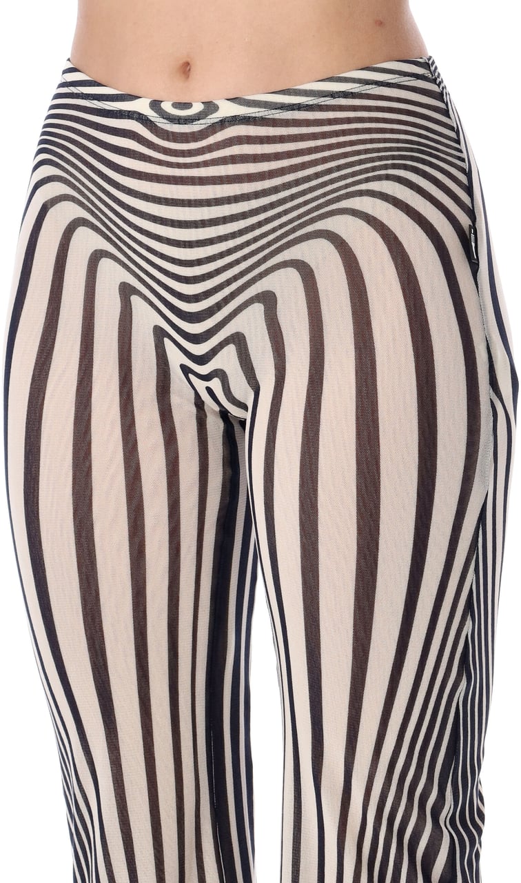 Jean Paul Gaultier Mesh Pant Morphing Stripes Ecru Navy Navy