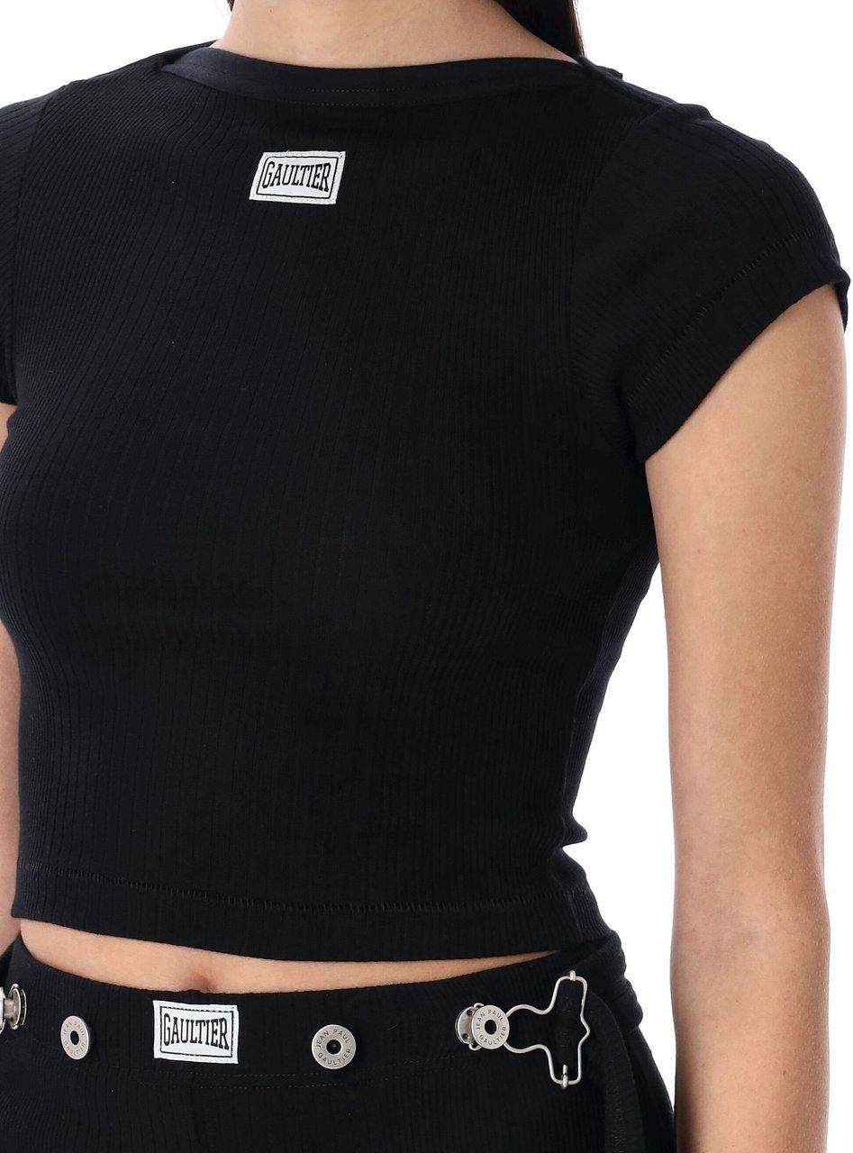 Jean Paul Gaultier Crop Baby Tee Nero Zwart
