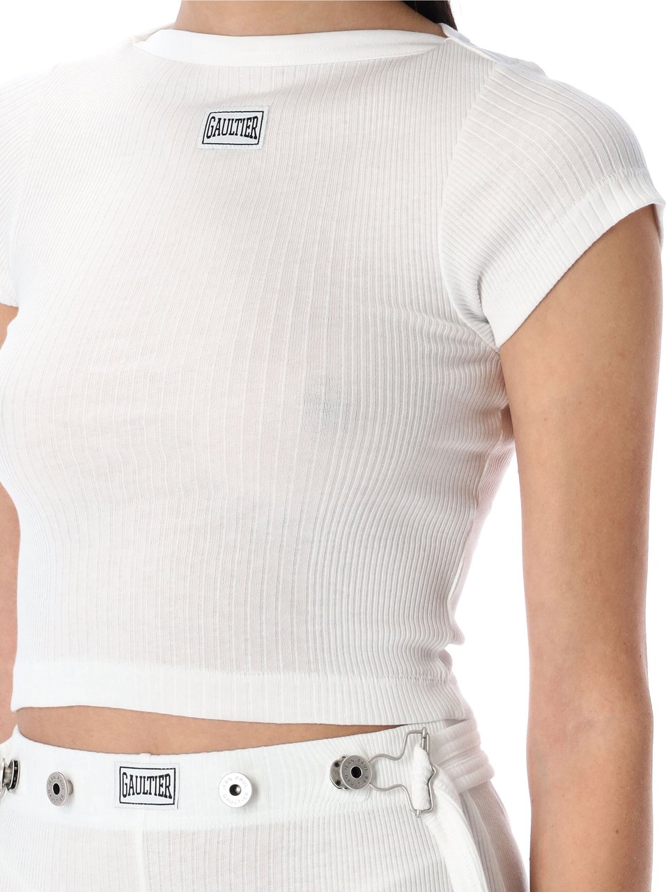 Jean Paul Gaultier Crop Baby Tee Bianco Wit
