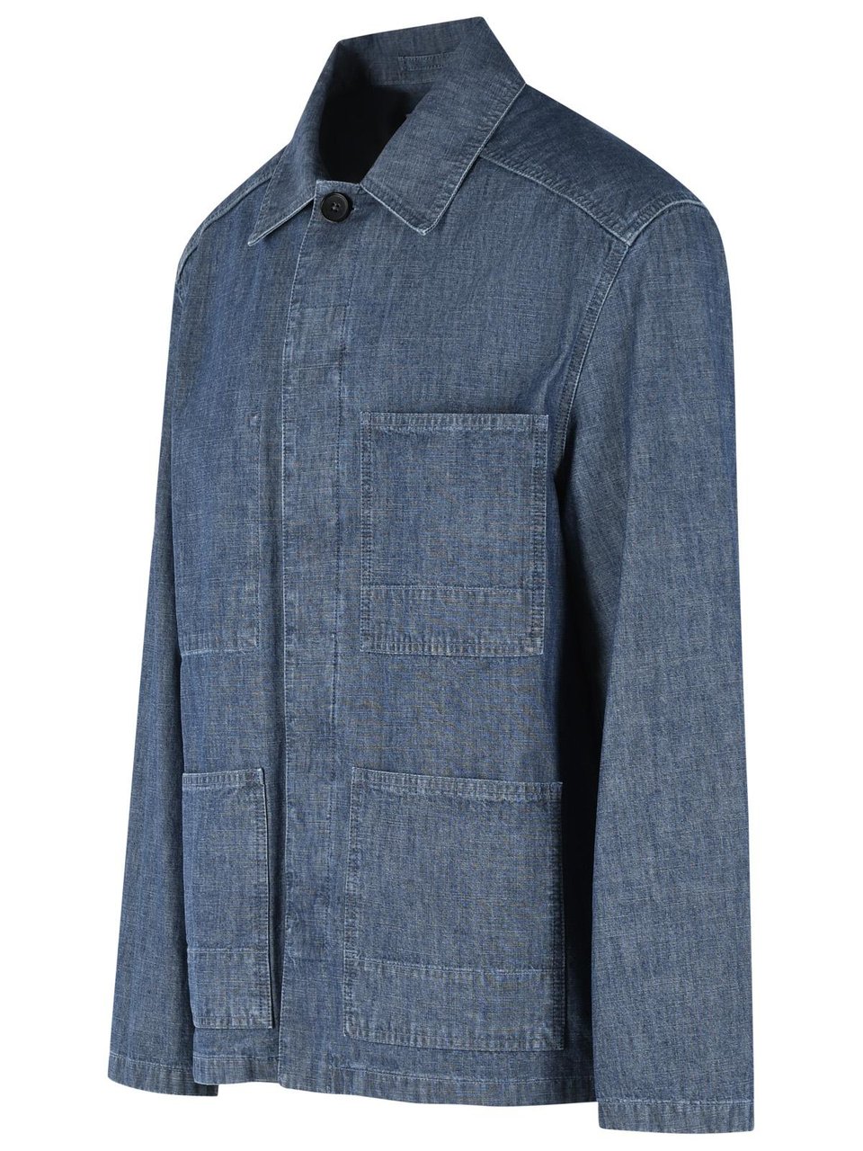 Jil Sander Blue Cotton Jacket Blauw