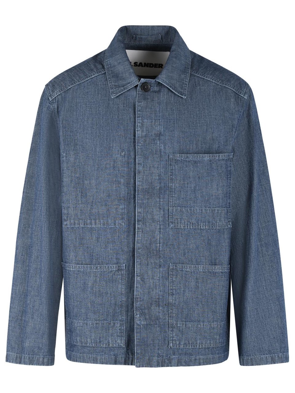 Jil Sander Blue Cotton Jacket Blauw