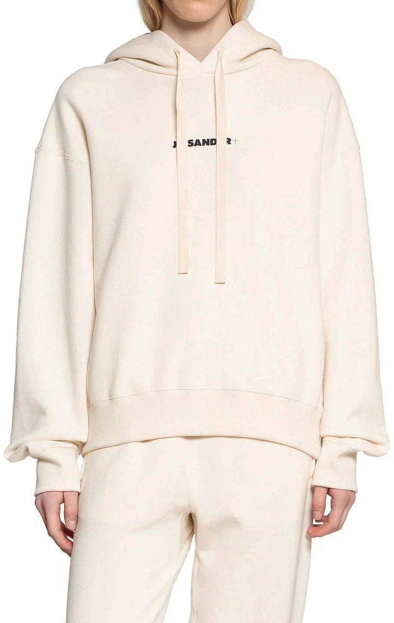 Jil Sander Cotton Hooded Sweatshirt Wit
