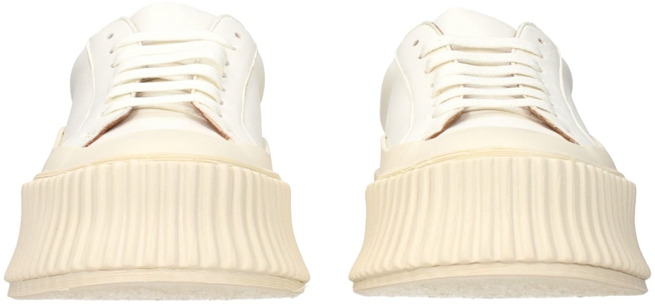 Jil Sander White Leather Platform Sneakers Wit