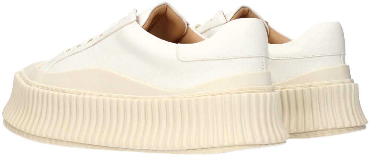 Jil Sander White Leather Platform Sneakers Wit