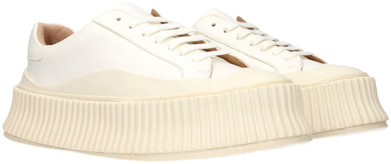 Jil Sander White Leather Platform Sneakers Wit