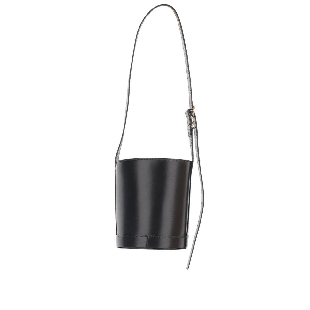 Jil Sander Sleek Black Calf Leather Bucket Bag Zwart
