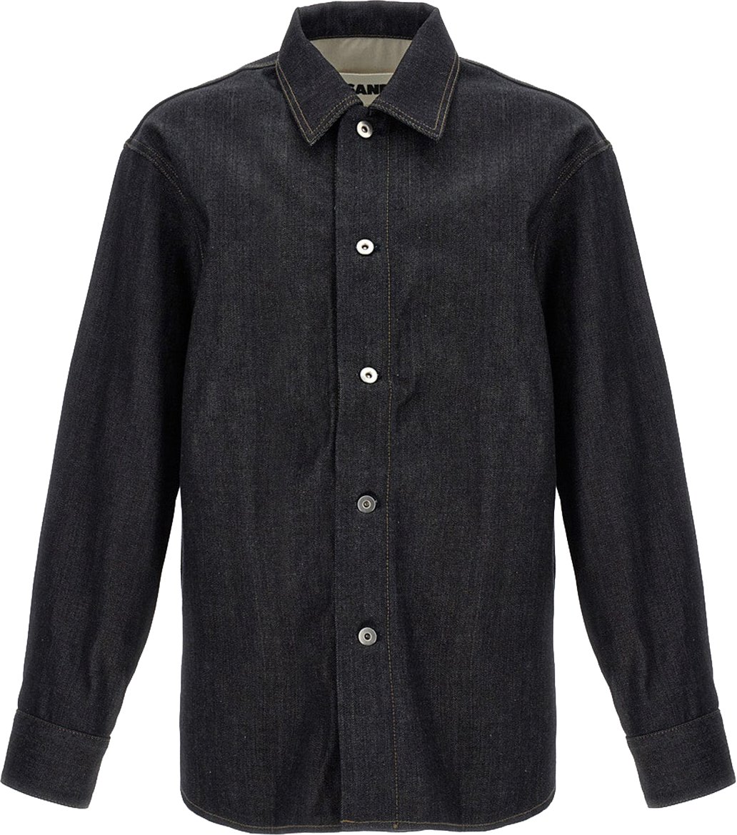 Jil Sander Blue Cotton Blouse Blauw