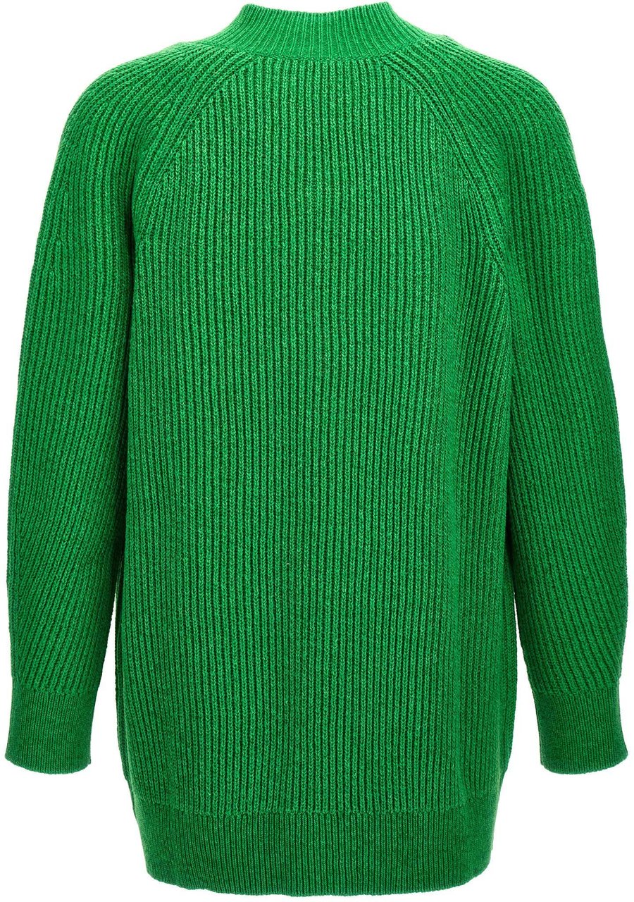Jil Sander Bicolor Cotton Cardigan Groen