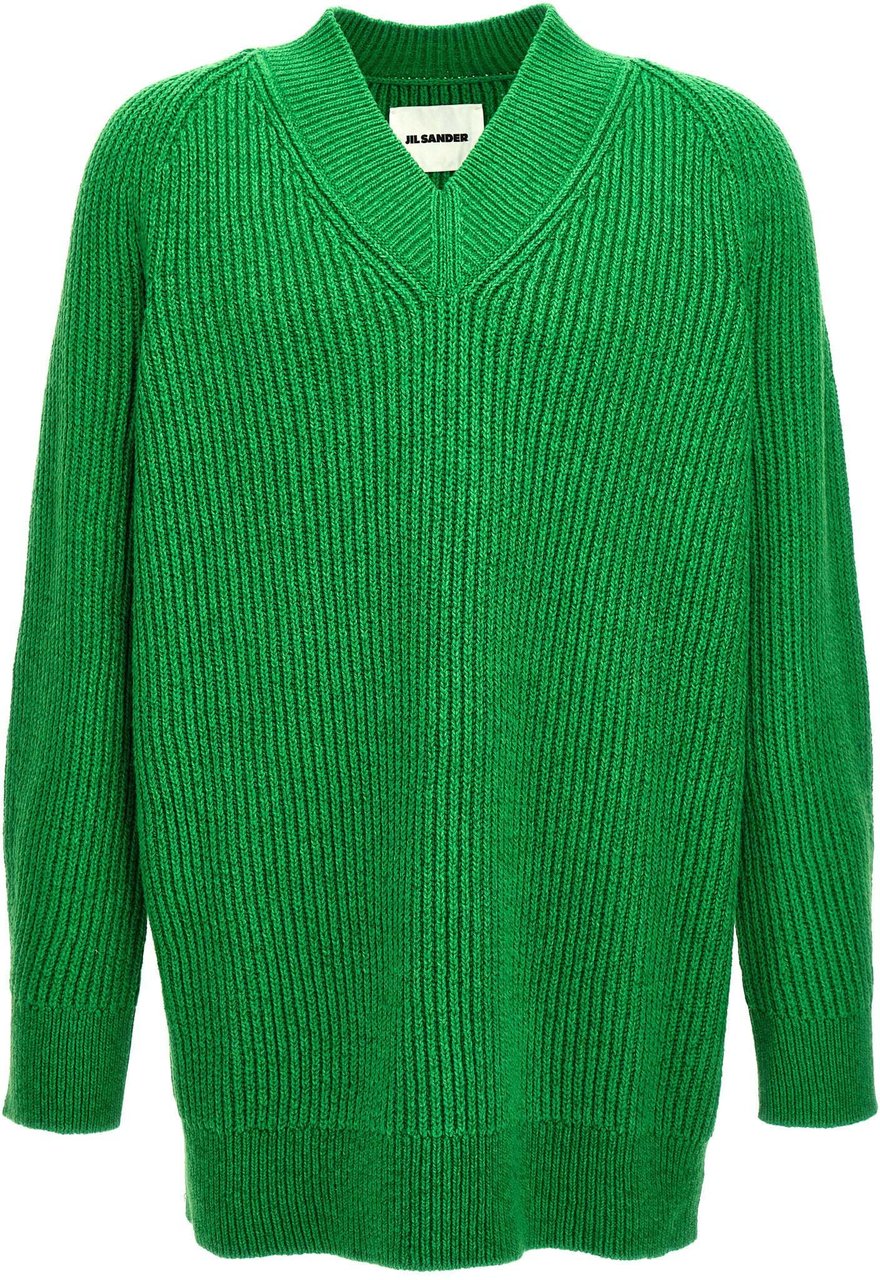 Jil Sander Bicolor Cotton Cardigan Groen