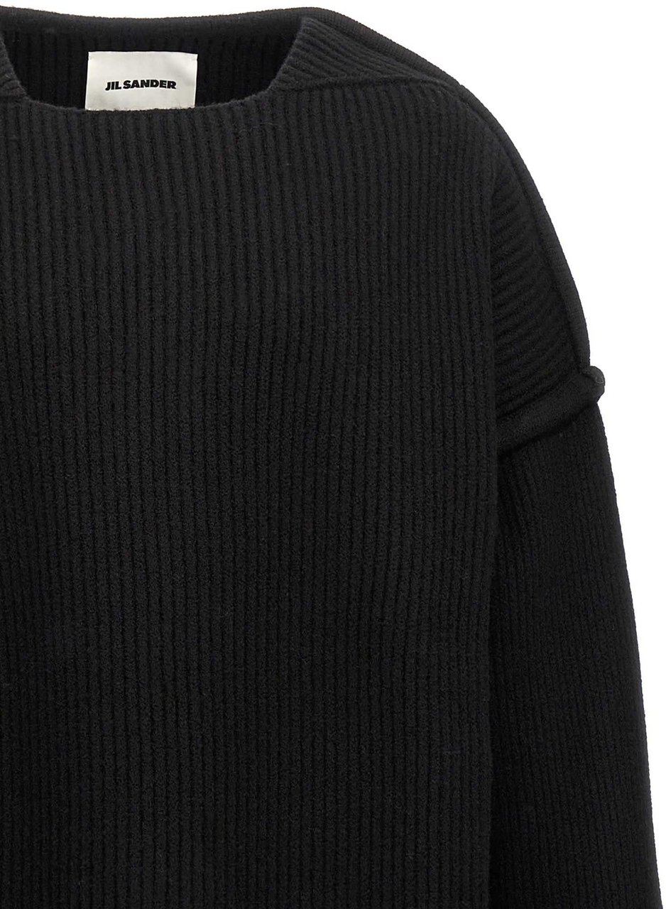 Jil Sander Black Wool Cardigan Zwart