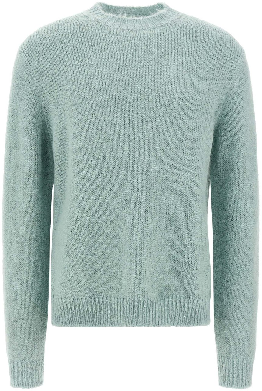 Jil Sander Blue Alpaca Leather Cardigan Lichtblauw