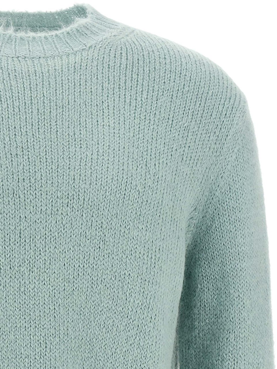 Jil Sander Blue Alpaca Leather Cardigan Lichtblauw